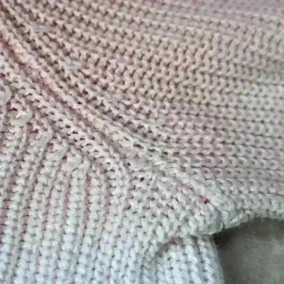 OMBRE Knit 100% Cotton Cropped Pink Purple Pullover Sweater Taper Sleeve Women L - Picture 2 of 7